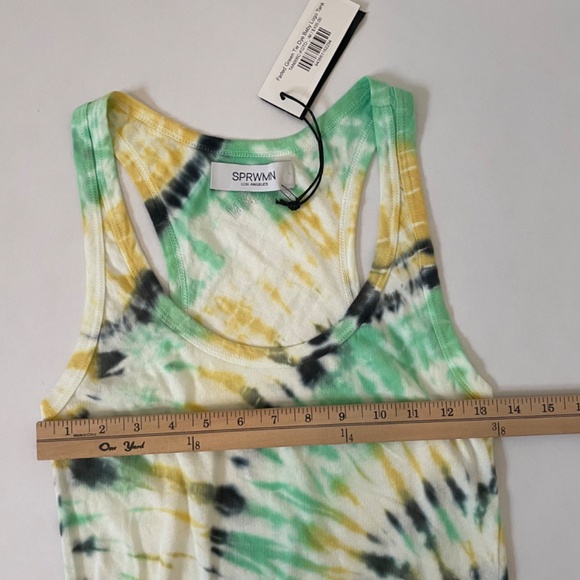 NWT- SPRWMN Tie Dye Green Cotton Tank Top Women's Medium, Colorful Boho - Picture 7 of 8